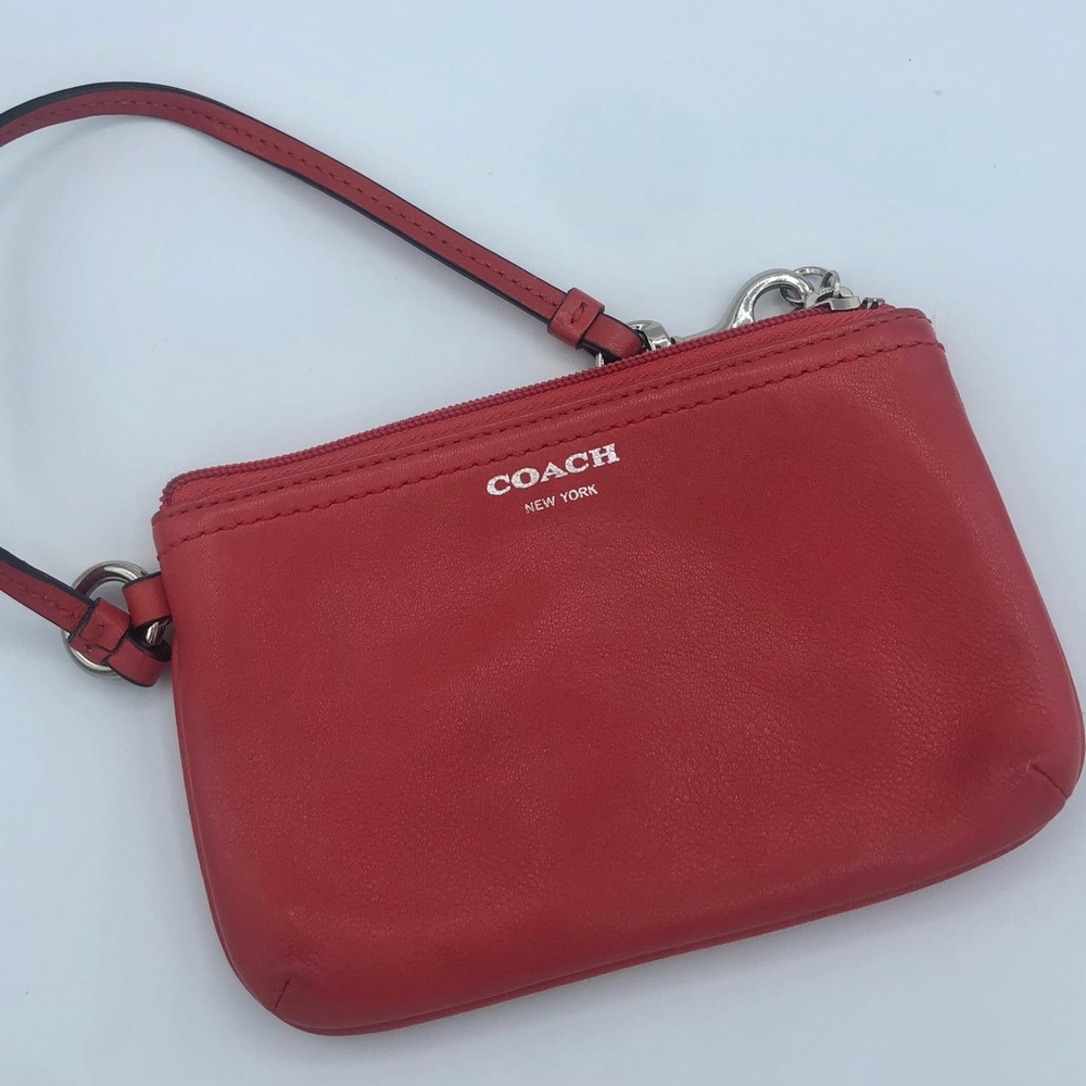 COACH Saffron Red Carnelian Leather Wristlet